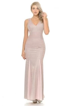 Lenovia - 5218 Plunging V-neck Chiffon Trumpet Dress -Boutique Wedding Dress Store lenovia 5218 plunging v neck chiffon trumpet dress bridesmaid dresses xs blush 28230104481875