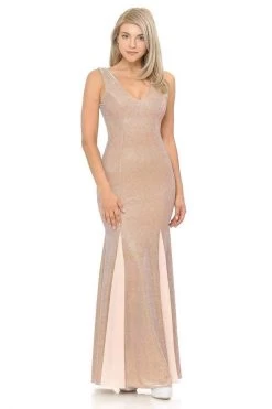 Lenovia - 5218 Plunging V-neck Chiffon Trumpet Dress -Boutique Wedding Dress Store lenovia 5218 plunging v neck chiffon trumpet dress bridesmaid dresses xs orange 28075520557139