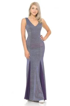 Lenovia - 5218 Plunging V-neck Chiffon Trumpet Dress -Boutique Wedding Dress Store lenovia 5218 plunging v neck chiffon trumpet dress bridesmaid dresses xs purple 28778140434515