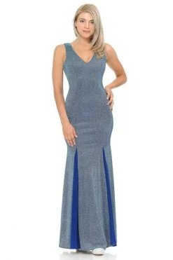 Lenovia - 5218 Plunging V-neck Chiffon Trumpet Dress -Boutique Wedding Dress Store lenovia 5218 plunging v neck chiffon trumpet dress bridesmaid dresses xs royal 28778140696659