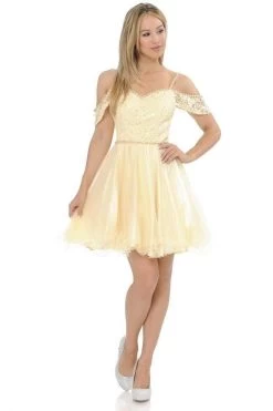 Lenovia - 8129 Bedazzled V-neck Tulle A-line Dress -Boutique Wedding Dress Store lenovia 8129 bedazzled v neck tulle a line dress bridesmaid dresses xs champagne 28778156294227