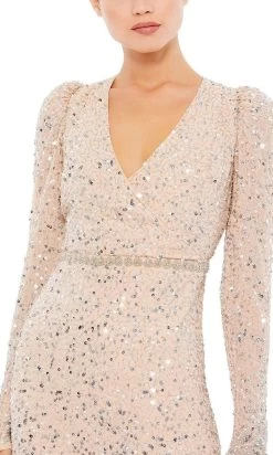 Mac Duggal - 10740 Sequined Long Sleeve Trumpet Dress -Boutique Wedding Dress Store mac duggal 10740 sequined long sleeve trumpet dress cocktail dresses 15877593071699