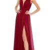Mac Duggal 55249 - Ruched Waist Chiffon Dress -Boutique Wedding Dress Store mac duggal 55249 ruched waist chiffon dress evening dresses 0 burgundy 31848345731155