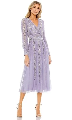 Mac Duggal 9133 - Ruffled V-Neck Floral Cocktail Dress