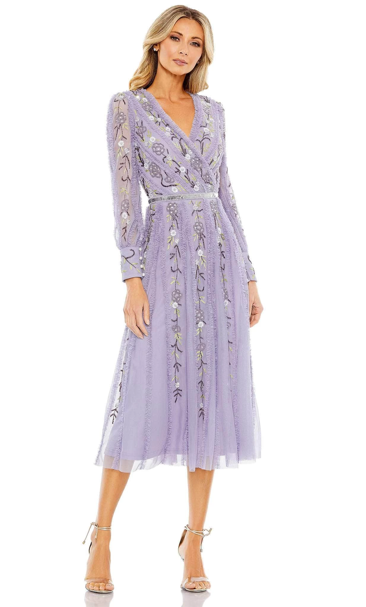 Mac Duggal 9133 - Ruffled V-Neck Floral Cocktail Dress 3 Mac Duggal 9133 - Ruffled V-Neck Floral Cocktail Dress