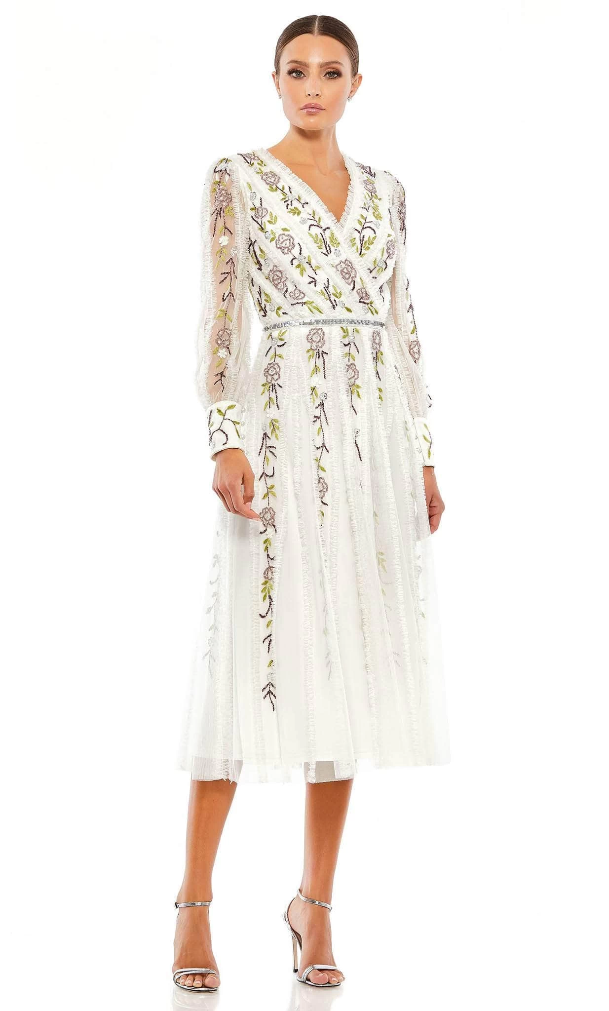 Mac Duggal 9133 - Ruffled V-Neck Floral Cocktail Dress 6 Mac Duggal 9133 - Ruffled V-Neck Floral Cocktail Dress - Image 4