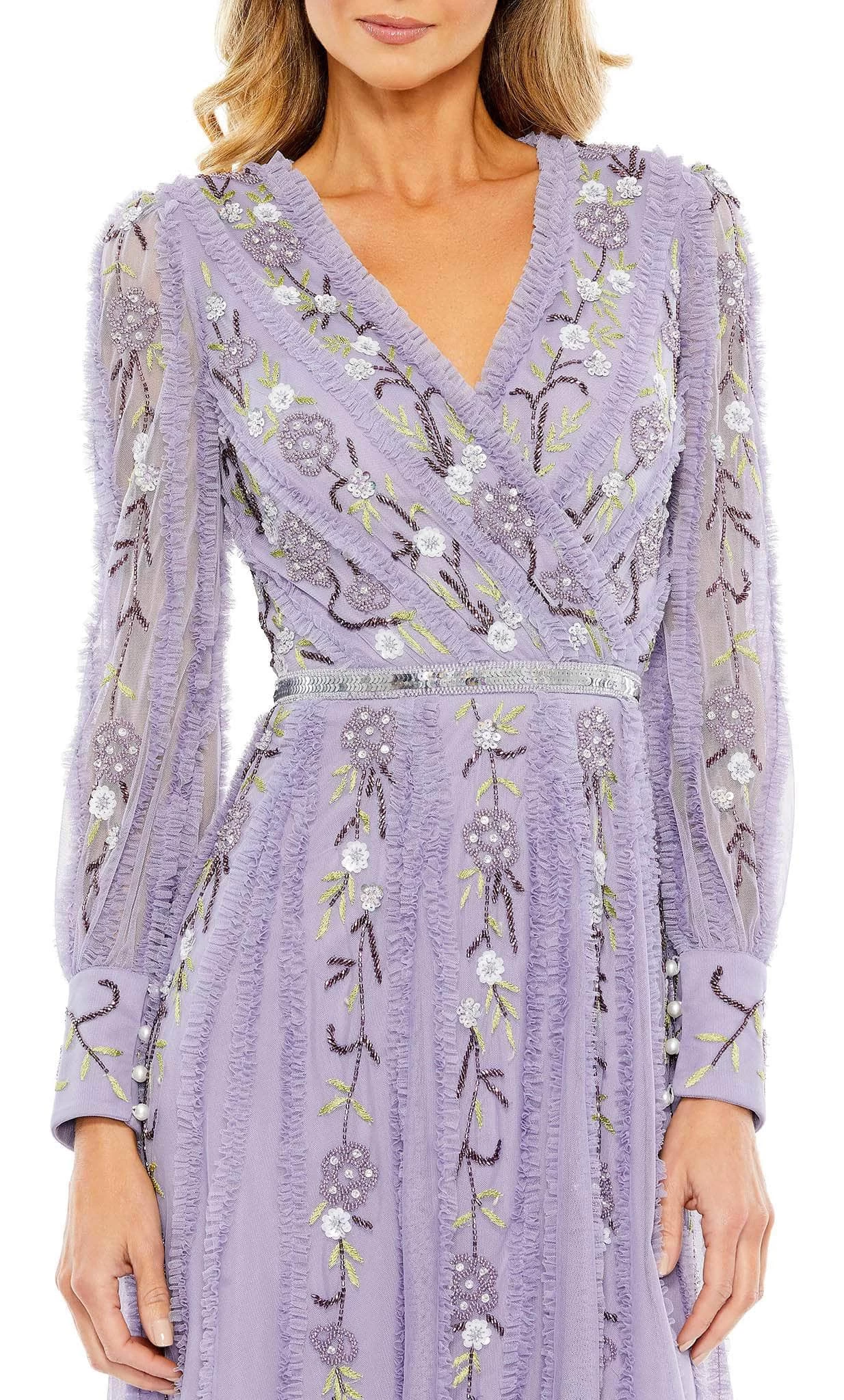 Mac Duggal 9133 - Ruffled V-Neck Floral Cocktail Dress 5 Mac Duggal 9133 - Ruffled V-Neck Floral Cocktail Dress - Image 3