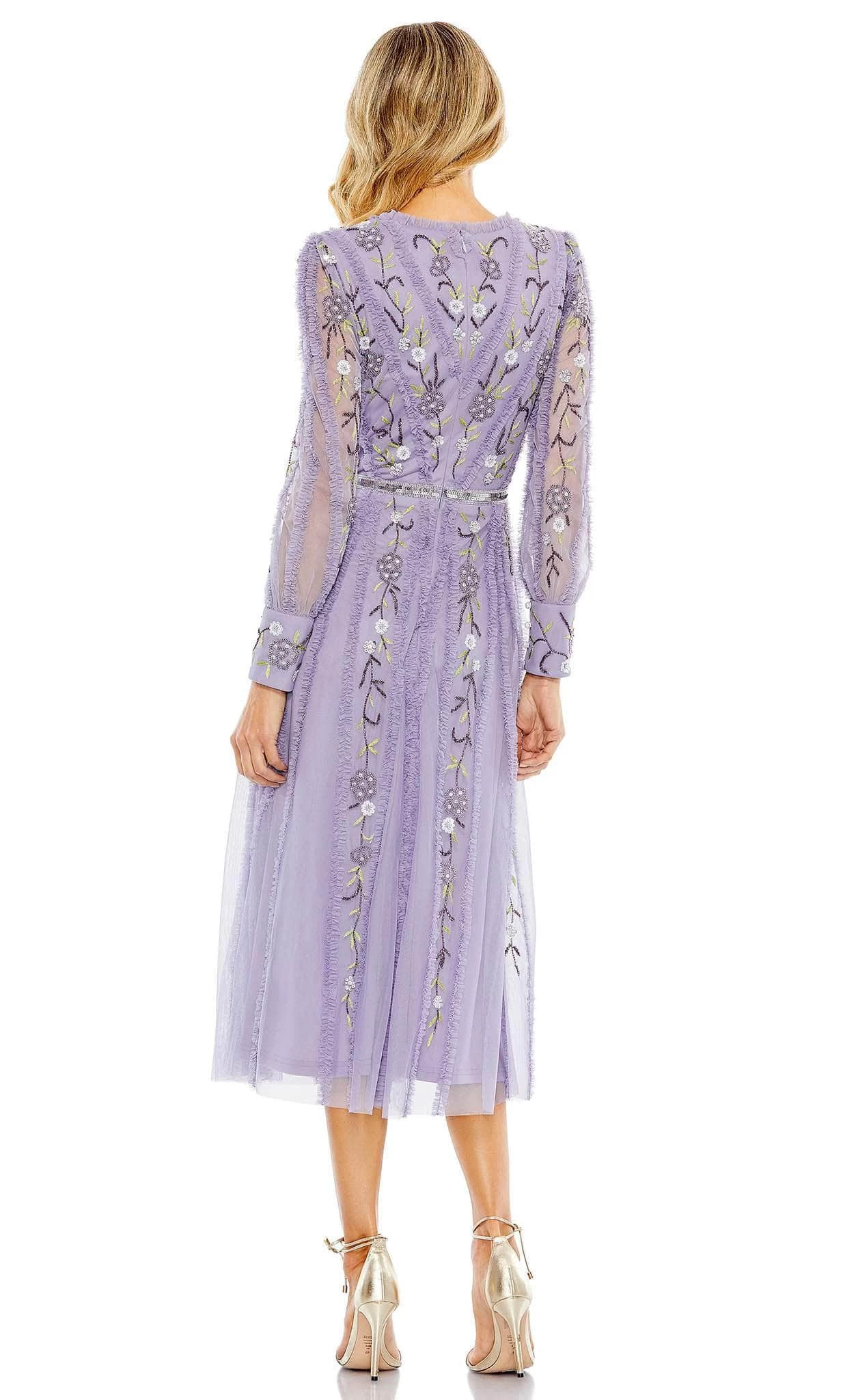 Mac Duggal 9133 - Ruffled V-Neck Floral Cocktail Dress 4 Mac Duggal 9133 - Ruffled V-Neck Floral Cocktail Dress - Image 2