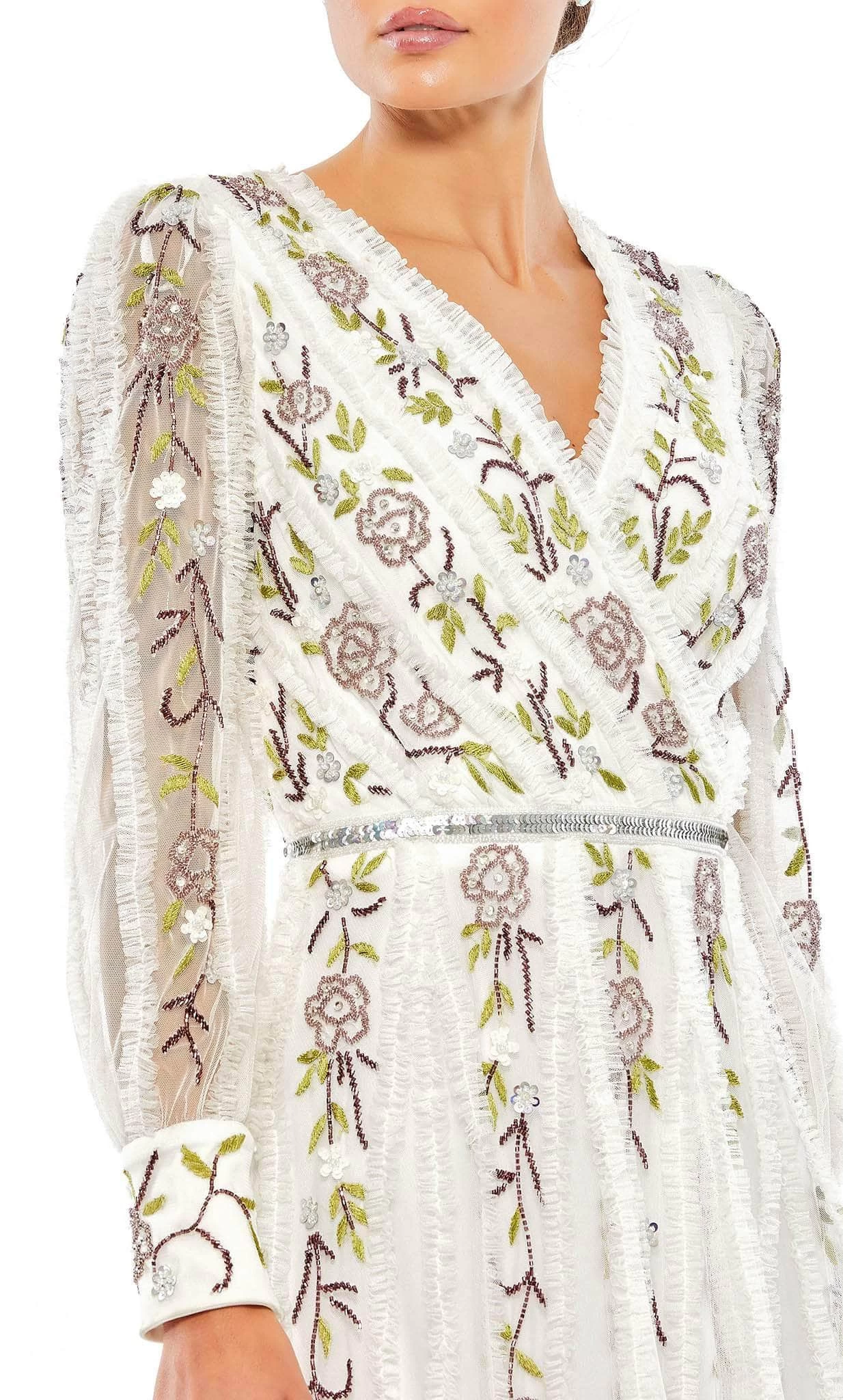 Mac Duggal 9133 - Ruffled V-Neck Floral Cocktail Dress 8 Mac Duggal 9133 - Ruffled V-Neck Floral Cocktail Dress - Image 6