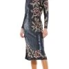 Mac Duggal 93624 - Floral Beadwork Long Sleeved Midi Dress -Boutique Wedding Dress Store mac duggal 93624 floral beadwork long sleeved midi dress cocktail dresses 0 midnight 29873752211539