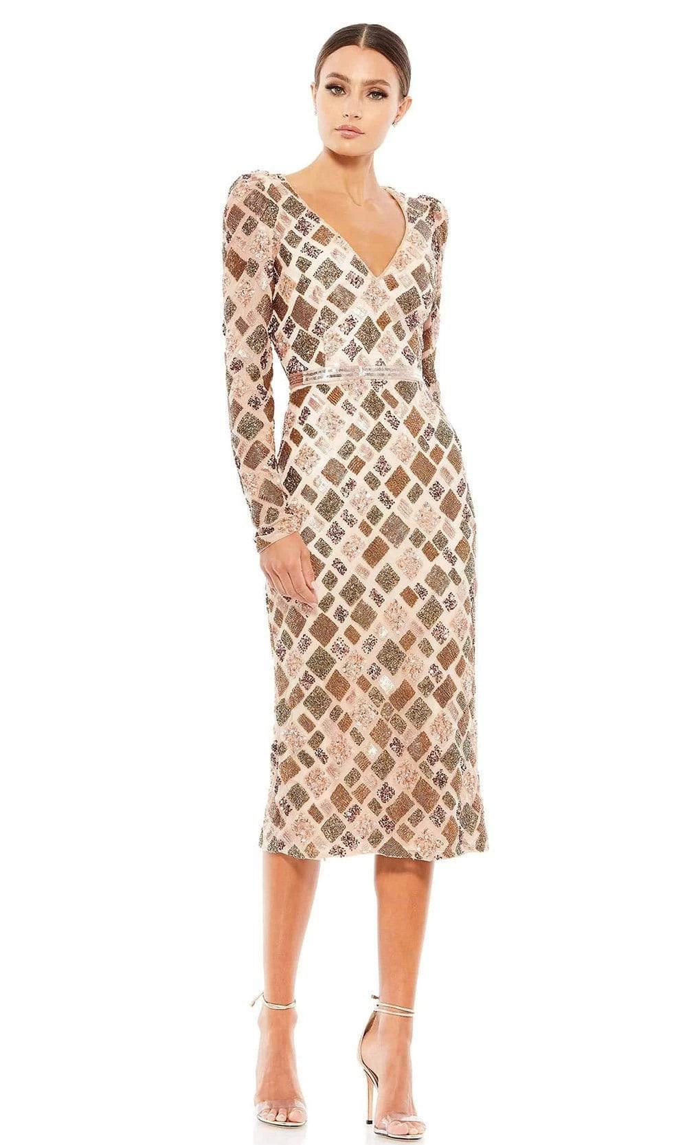 Mac Duggal Cocktail - 5472D Tea Length Geo-Beaded Dress 6 Mac Duggal Cocktail - 5472D Tea Length Geo-Beaded Dress - Image 4