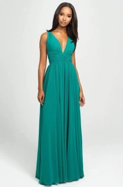 Madison James - 19-193 Plunging Neck Empire Waist Chiffon A-Line Gown -Boutique Wedding Dress Store madison james 19 193 plunging neck empire waist chiffon a line gown special occasion dress 0 green 13745169694803