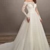 Mary's Bridal - MB2070 Sheer Appliqued Off Shoulder A-Line Bridal Gown