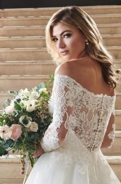 Mary's Bridal - MB2070 Sheer Appliqued Off Shoulder A-Line Bridal Gown -Boutique Wedding Dress Store mary s bridal mb2070 sheer appliqued off shoulder a line bridal gown wedding dresses 28079165177939