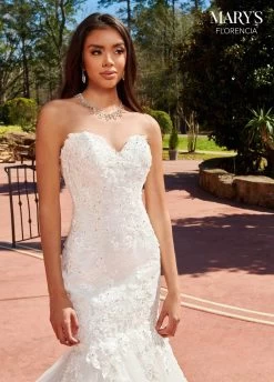 Mary's Bridal MB3150 - Embroidered Strapless Mermaid Wedding Gown -Boutique Wedding Dress Store mary s bridal mb3150 embroidered strapless mermaid wedding gown special occasion dress 30885650759763