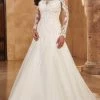 Mary's Bridal MB4125 - Long Sleeves Bateau Neck Wedding Gown -Boutique Wedding Dress Store mary s bridal mb4125 long sleeves bateau neck wedding gown bridal dresses 10 white 29953060012115