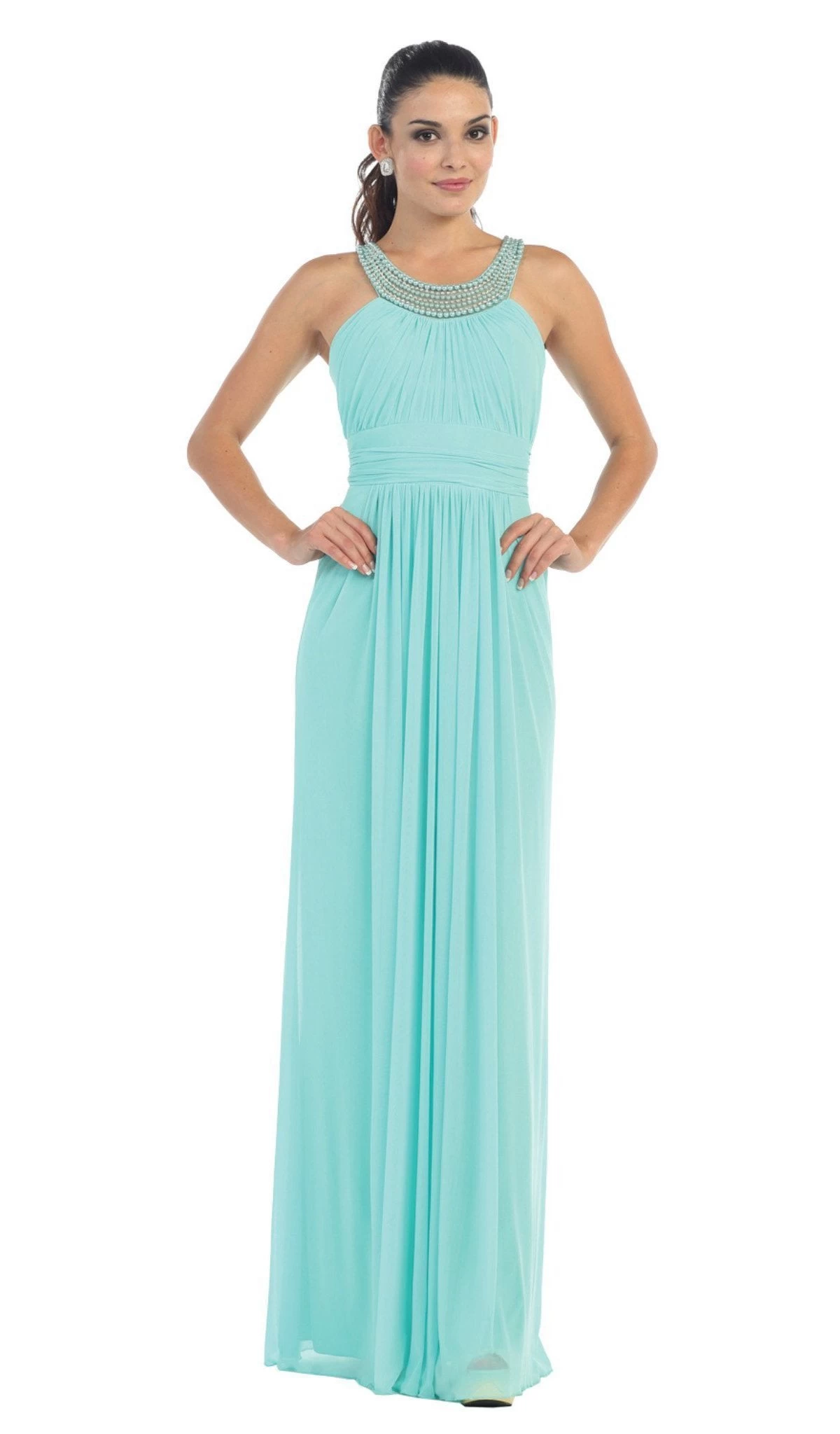 May Queen - Beaded Yoke Scoop Neck A-Line Bridesmaid Dress 3 May Queen - Beaded Yoke Scoop Neck A-Line Bridesmaid Dress