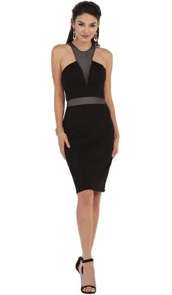 May Queen - Illusion Halter Sheath Cocktail Dress -Boutique Wedding Dress Store may queen illusion halter sheath cocktail dress bridesmaid dresses 4 black 5657818202169