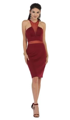 May Queen - Illusion Halter Sheath Cocktail Dress