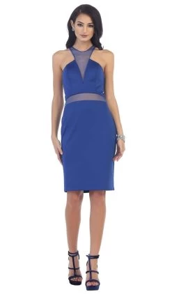 May Queen - Illusion Halter Sheath Cocktail Dress -Boutique Wedding Dress Store may queen illusion halter sheath cocktail dress bridesmaid dresses 4 royal 28932398514259