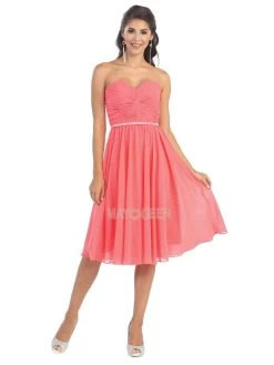 May Queen - MQ1161 Strapless Sweetheart Neckline Twisted Front Dress -Boutique Wedding Dress Store may queen mq1161 strapless sweetheart neckline twisted front dress wedding guest 4 coral 28079672852563