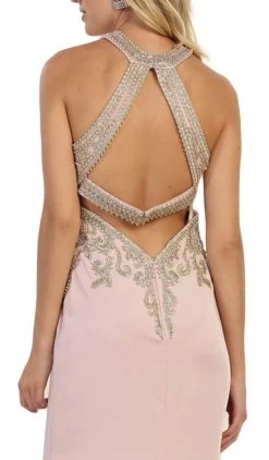 May Queen - MQ1538 Gilded Halter Neck Trumpet Dress -Boutique Wedding Dress Store may queen mq1538 gilded halter neck trumpet dress bridesmaid dresses 28824674009171