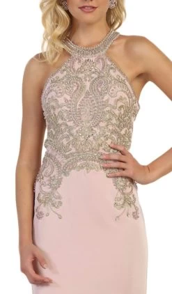 May Queen - MQ1538 Gilded Halter Neck Trumpet Dress -Boutique Wedding Dress Store may queen mq1538 gilded halter neck trumpet dress bridesmaid dresses 7015239123027