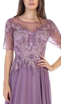 May Queen - MQ1589 Embroidered Sheer A-Line Evening Dress -Boutique Wedding Dress Store may queen mq1589 embroidered sheer a line evening dress bridesmaid dresses 28806692962387
