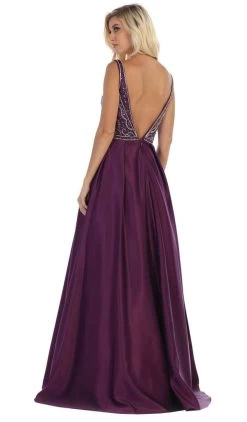May Queen - MQ1632 Beaded V-Neck Pleated Ballgown -Boutique Wedding Dress Store may queen mq1632 beaded v neck pleated ballgown bridesmaid dresses 27991849697363