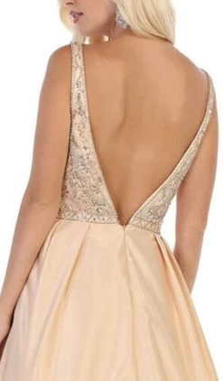 May Queen - MQ1632 Beaded V-Neck Pleated Ballgown -Boutique Wedding Dress Store may queen mq1632 beaded v neck pleated ballgown bridesmaid dresses 27994499678291