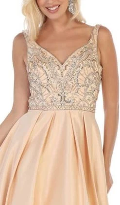 May Queen - MQ1632 Beaded V-Neck Pleated Ballgown -Boutique Wedding Dress Store may queen mq1632 beaded v neck pleated ballgown bridesmaid dresses 28810972495955