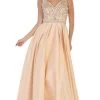 May Queen - MQ1632 Beaded V-Neck Pleated Ballgown -Boutique Wedding Dress Store may queen mq1632 beaded v neck pleated ballgown bridesmaid dresses 4 champagne 27991861198931