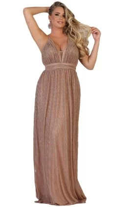 May Queen - MQ1635 Ruched Plunging V-Neck A-Line Dress -Boutique Wedding Dress Store may queen mq1635 ruched plunging v neck a line dress bridesmaid dresses 4 rosegold 28493528301651