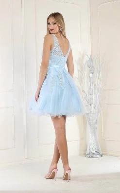 May Queen - MQ1692 Rhinestone-Ornate Appliqued Short Dress -Boutique Wedding Dress Store may queen mq1692 rhinestone ornate appliqued short dress cocktail dresses 31973343002707