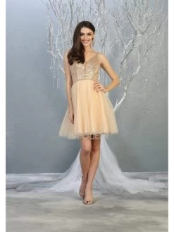 May Queen - MQ1797 Embellished Deep V-neck A-line Dress 14 May Queen - MQ1797 Embellished Deep V-neck A-line Dress -Boutique Wedding Dress Store may queen mq1797 embellished deep v neck a line dress homecoming dresses 28821664727123