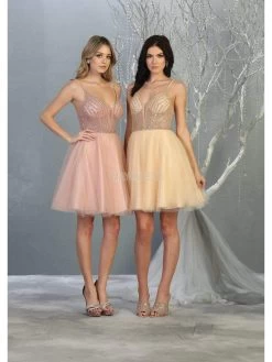 May Queen - MQ1800 Embellished Deep V-neck A-line Dress 24 May Queen - MQ1800 Embellished Deep V-neck A-line Dress -Boutique Wedding Dress Store may queen mq1800 embellished deep v neck a line dress homecoming dresses 28080877174867