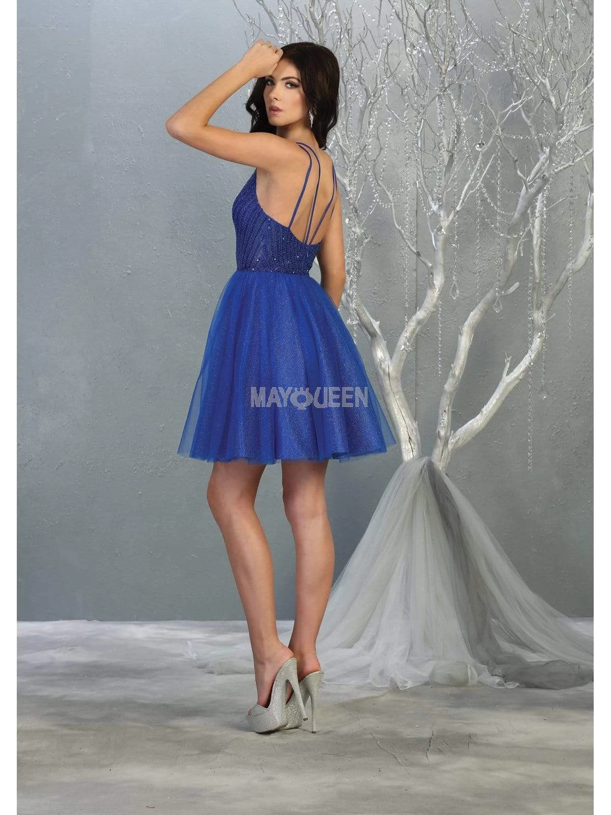 May Queen - MQ1800 Embellished Deep V-neck A-line Dress 16 May Queen - MQ1800 Embellished Deep V-neck A-line Dress - Image 14