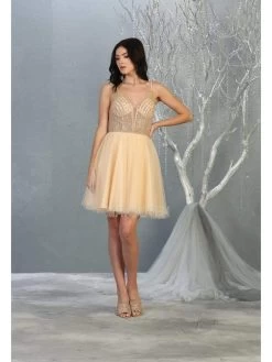 May Queen - MQ1800 Embellished Deep V-neck A-line Dress 25 May Queen - MQ1800 Embellished Deep V-neck A-line Dress -Boutique Wedding Dress Store may queen mq1800 embellished deep v neck a line dress homecoming dresses 28821669642323