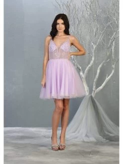 May Queen - MQ1800 Embellished Deep V-neck A-line Dress 26 May Queen - MQ1800 Embellished Deep V-neck A-line Dress -Boutique Wedding Dress Store may queen mq1800 embellished deep v neck a line dress homecoming dresses 4 lilac 28080885104723