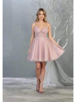 May Queen - MQ1800 Embellished Deep V-neck A-line Dress 21 May Queen - MQ1800 Embellished Deep V-neck A-line Dress -Boutique Wedding Dress Store may queen mq1800 embellished deep v neck a line dress homecoming dresses 4 mauve 28080875569235