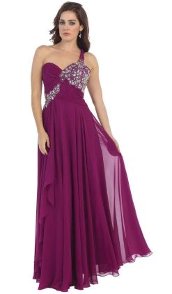 May Queen - One Shoulder Strapped Sweetheart Evening Dress -Boutique Wedding Dress Store may queen one shoulder strapped sweetheart evening dress special occasion dress 4 magenta 5659057586233