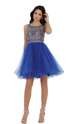 May Queen - Rhinestone Embellished Metallic Cocktail Dress 16 May Queen - Rhinestone Embellished Metallic Cocktail Dress -Boutique Wedding Dress Store may queen rhinestone embellished metallic cocktail dress special occasion dress 2 royal 5657397329977