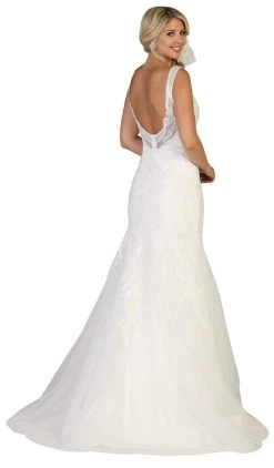 May Queen - RQ7643 Embroidered V-neck Trumpet Dress With Train 6 May Queen - RQ7643 Embroidered V-neck Trumpet Dress With Train -Boutique Wedding Dress Store may queen rq7643 embroidered v neck trumpet dress with train wedding dresses 12116992098387