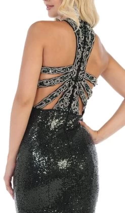 May Queen - RQ7656 Crystal Trimmed Sequined High Slit Gown -Boutique Wedding Dress Store may queen rq7656 crystal trimmed sequined high slit gown bridesmaid dresses 28824661622867