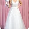 May Queen RQ7888 - Sleeveless Sheer V-neck Wedding Gown