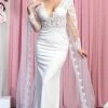 May Queen RQ7901 - Long Sleeves Low-cut V-neck Wedding Gown -Boutique Wedding Dress Store may queen rq7901 long sleeves low cut v neck wedding gown bridal dresses 6 ivory 29845060485203