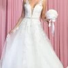 May Queen RQ7903 - Sleeveless Deep V-neck Wedding Dress