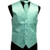 Men's Aqua Paisley Vest With Neck Tie