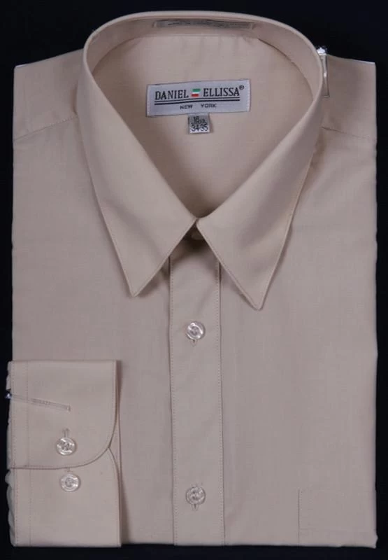 Men's Beige Long Sleeve Dress Shirt 3 Men's Beige Long Sleeve Dress Shirt
