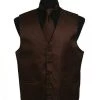 Men's Brown Paisley Vest With Neck Tie